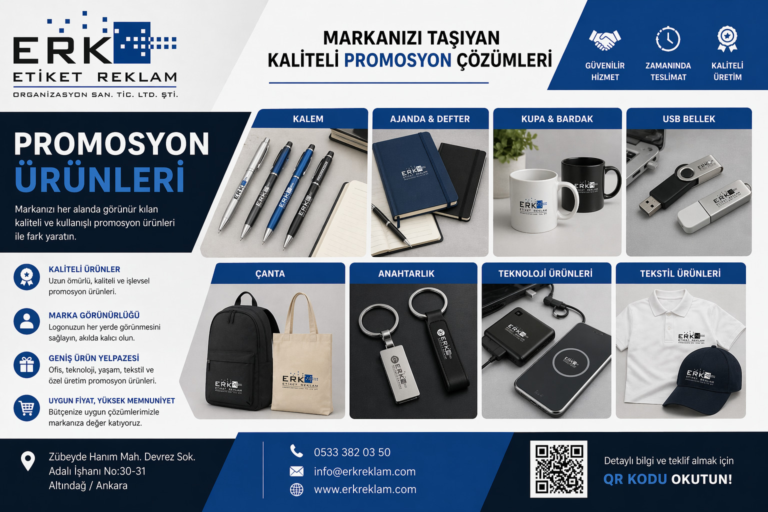 Promosyon ürünleri - kalem, ajanda, kupa, USB